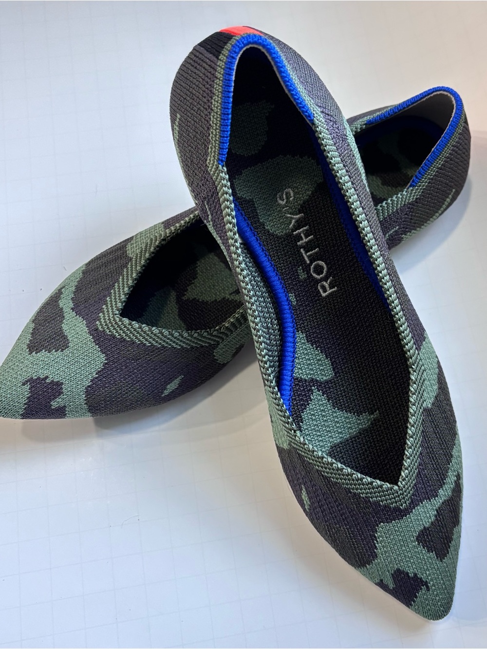 Rothy’s The Flat Camo Camouflage Knit Ballet Flats Women’s Size 6 Washable